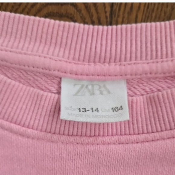Zara Kids Pink Cropped Sweatshirt Size 13-14 - Picture 4 of 7